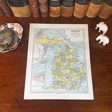 Original 1885 Antique Map MICHIGAN Lansing Warren Kalamazoo Dearborn Ann Arbor picture