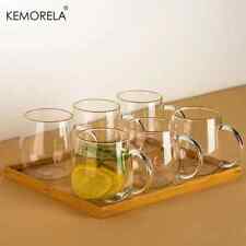 Premium Glass Coffee Mugs With Handle Transparent Tea Glasses Hot/Cold Beverages picture