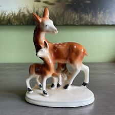 Vintage Ceramic Deer Figurine Doe & Fawn Made in Japan Mid Century Hand Painted picture