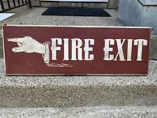 Antique Original Wood Fire Exit Danger Warning Finger Pointer Double-Sided Sign picture