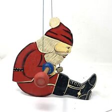 Vintage Handmade Carved Wooden Spinning Santa Claus Toy Folk Art picture