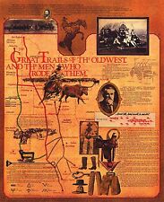 1975 PHILIP MORRIS POSTER~Great Trails of the Wild Old West Parchment Print Map~ picture
