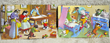 2 Postcards Alfred Mainzer cats: 4881 & 4859 Kitten's room, Sewing picture
