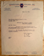 Pennsylvania Airlines- 1931 Pittsburgh, PA. vintage business letter picture