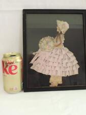 Vintage Ribbon Lace Crinoline Girl Framed Art Real Hair picture