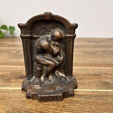 Vintage Cast Iron Bronzed Book End/Door Rodin's The Thinker picture