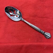 Pierced Table Serving Spoon Alexis Oneida Deluxe Stainless Glossy Ribbon 8 1/4 picture