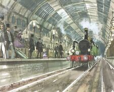 TRAINS RAILWAYS ALDERSGATE ST STATION 1866 RARE MOUNTED PRINT 60 YRS OLD PERFECT picture