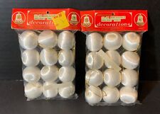 VTG Commodore Unbreakable 1” White Satin Ornaments NOS 2 Packages (24) 1101C picture