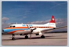 Convair 440 AIR  SEA  SERVICE prop airlines 1977 Geneva Airport scene Postcard picture