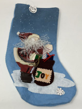 Christmas Stocking Santa Claus Department 45 Joy Gifts Felt Applique  ~17.5