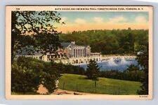 Yonkers NY-New York, Bath House, Tibbetts Brook Park, Pool, Vintage Postcard picture