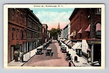 Plattsburgh NY-New York, Clinton Street, Advertisement, Antique Vintage Postcard picture