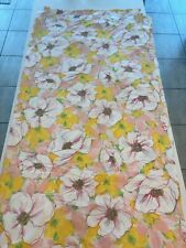 Vintage King Flat Sheet Percale Yellow Floral Flower ~ Montgomery Ward MCM picture