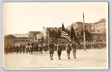 WW1 WWI US Army Colors and US Flag Parade Soldiers Patriotic RPPC Photo Postcard picture