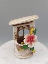 Vintage Porcelain Capodimonte Italy Flowered Wishing Well 4.5