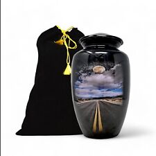 Road Path Print Black Adult Human Cremation Ash Keepsake Burial Big Size Urns picture