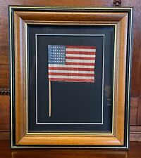 Antique 44 Star American Parade Flag~ Wyoming 1891-1896~ Framed w Original Stick picture