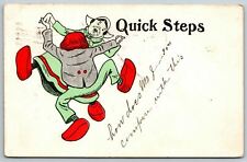 1907 Comic Postcard Of Two Dutch People Dancing The Quick Steps picture