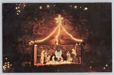 Annual Christmas Lighting Ludlow Falls Ohio Postcard Miami Valley Nativity Scene picture