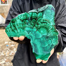 1.88LB Natural Green Malachite Crystal Flaky Pattern Ore Specimen Quartz Healing picture