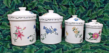 VINTAGE STONEWARE FLORAL CANISTER SET OF 4 8PC , INTERNATIONAL CHINA CO. TAIWAN picture