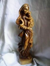 Hand Carved Virgin Mary & Jesus Olive Wood Statue 9.5