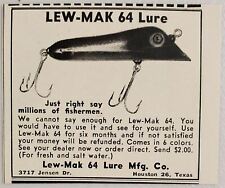1964 Print Ad LEW-MAK 64 Fishing Lures Made in Houston,Texas picture