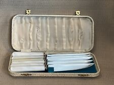 🔪Vintage Stewart’s England Faux Mother of Pearl Steak Knives SET OF 6 w/ Case picture