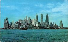 Skyscraping Towers Manhattans Financial District Governors Island Postcard PM NY picture