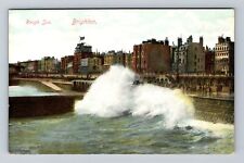Brighton England, Water Front Street & Buildings, Rough Sea, Vintage Postcard picture
