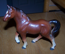Vintage Brown Black White Ceramic Standing Pony Horse 5