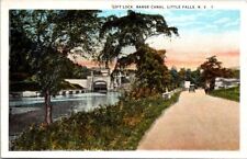 Little Falls NY Barge Canal Lift Lock Old Car Walker Dirt Road Vintage Postcard picture