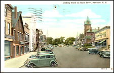 Postcard Main Street Looking North Newport, NH Coniston Theatre picture