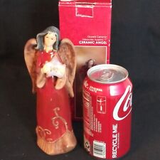 Vintage Kirkland's ANGEL Glazed Ceramic 7” tall Figurine Holding Joy Star w Box picture