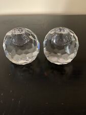 Vintage Heavy Faceted Crystal Ball Candle Stick Holder's 2 Pcs set. Beautiful picture