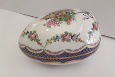 Antique Saxony SP Dresden egg shaped porcelain candy maker, signed, large piece picture