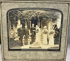 Antique 1920s Wedding Party Photo Bride & Groom 7” x 10” Vintage in Folder picture