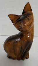 MCM Vintage hand carved wooden kitty cat mid century modern decor picture