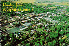 Woodland CA California Aerial View Yolo County Howdy Unused Vintage Postcard C1 picture