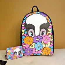 Loungefly Disney Bambi Flower Skunk Floral Mini Backpack and Cardholder Set NEW picture