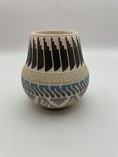 E. Whitegoat Etched Navajo Pottery - Seed Pot With Geometric Designs picture