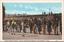 SANTO DOMINGO Kewa Pueblo, New Mexico Postcard Corn Dance Ceremony Scene c1930s picture