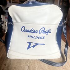 Canadian Pacific Airlines Flight Bag 1960 Rare Blue White Vinyl  picture