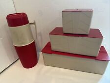 RARE Vintage Plastic THERMOS Box Case Holder And Storage Picnic Coffee Set picture