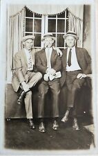 Three Dapper Men Smoking Pipe Weird Hand Vintage RPPC Real Photo Postcard c1920 picture