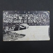 Greetings From Milwaukee 1907 Retro Vehicle Headlights Postcard Posted Writing picture