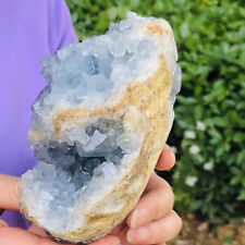 2.54LB Natural Beautiful Blue Celestite Crystal Geode Cave Mineral Specimen picture