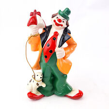 Vintage ENESCO Porcelain Clown Figurine with Dog on Chain Giftware Sri Lanka picture