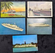 Lot Of 5 Vintage Postcards Ships Steamships Cruise Ocean Liners picture